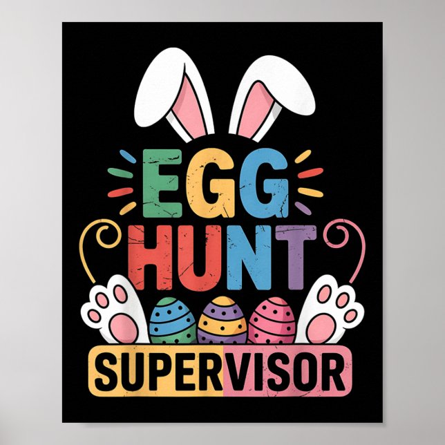 Affiche Superviseur de chasse aux oeufs Bunny Paws Pâques  (Devant)