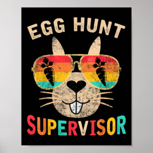 Affiche Superviseur de chasse aux oeufs Retro Groupe de ch