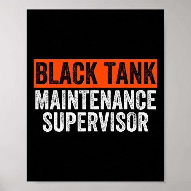 Affiche Superviseur de maintenance de réservoir noir Humor (Devant)