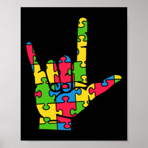 Affiche Support Autism Love Sign Language