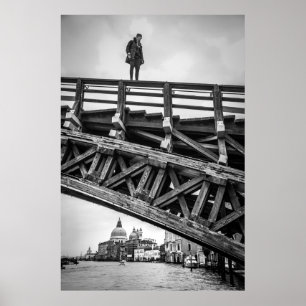 Affiche Support d'athlète de Parkour sur le pont à Venise