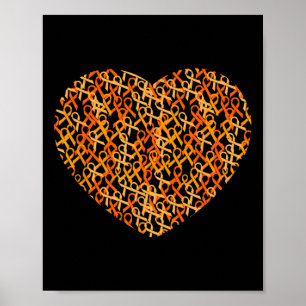Affiche Support de sensibilisation Orange Ribbon Heart