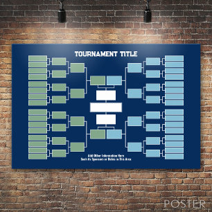 Affiche Support de tournoi sportif - bleu 32 équipes 4 gro