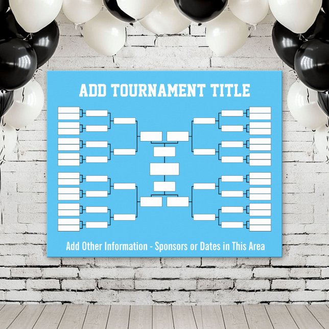 Affiche Support de tournoi sportif - Blue 32 équipes (Custom Tournament Bracket Poster)