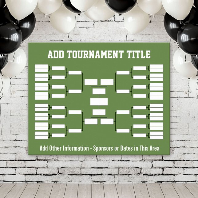Affiche Support de tournoi sportif - Green 32 équipes (Custom Tournament Bracket Poster)