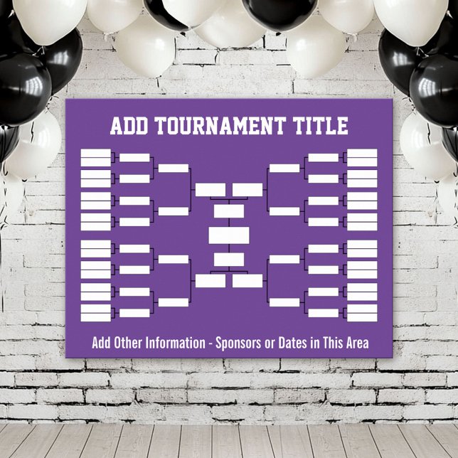 Affiche Support de tournoi sportif - Purple 32 équipes (Custom Tournament Bracket Poster)