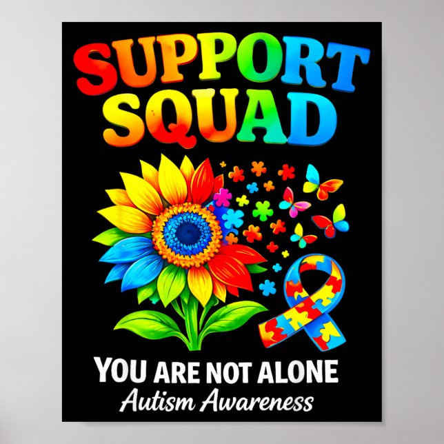 Affiche Support squad autism awareness ribbon sunflower (Devant)