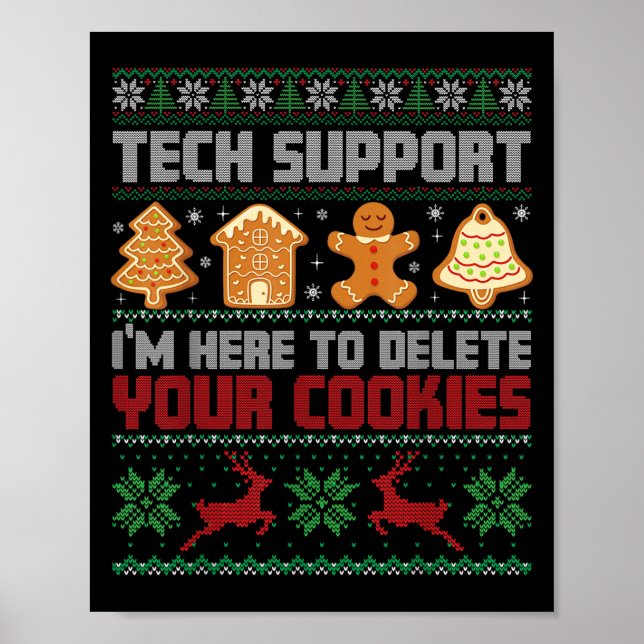 Affiche Support technique de Noël Je suis ici pour supprim (Devant)