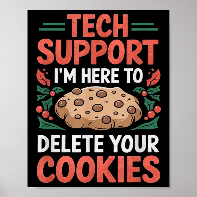 Affiche Support technique Noël Helpdesk Cookie Geek d'ordi (Devant)