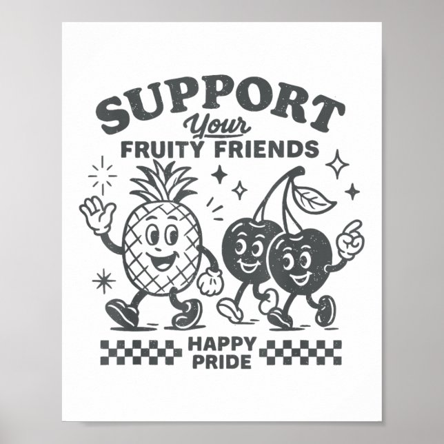 Affiche Support Your Fruity Friends Happy Pride Lgbtq Lesb (Devant)