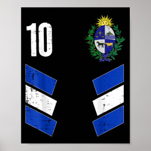 Affiche Supporteur de football Uruguay Drapeau Numéro 10 H