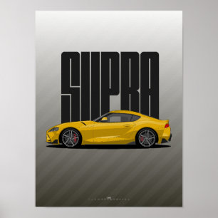 Affiche Supra MK5 - Voiture de sport jaune