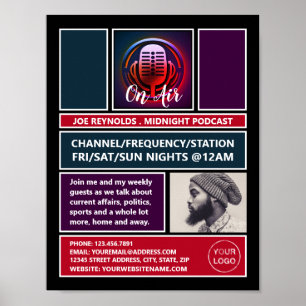 Affiche Sur Air Podcaster, Retro Podcast Publicité