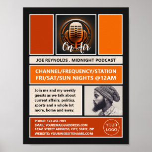 Affiche Sur Air Podcaster, Retro Podcast Publicité