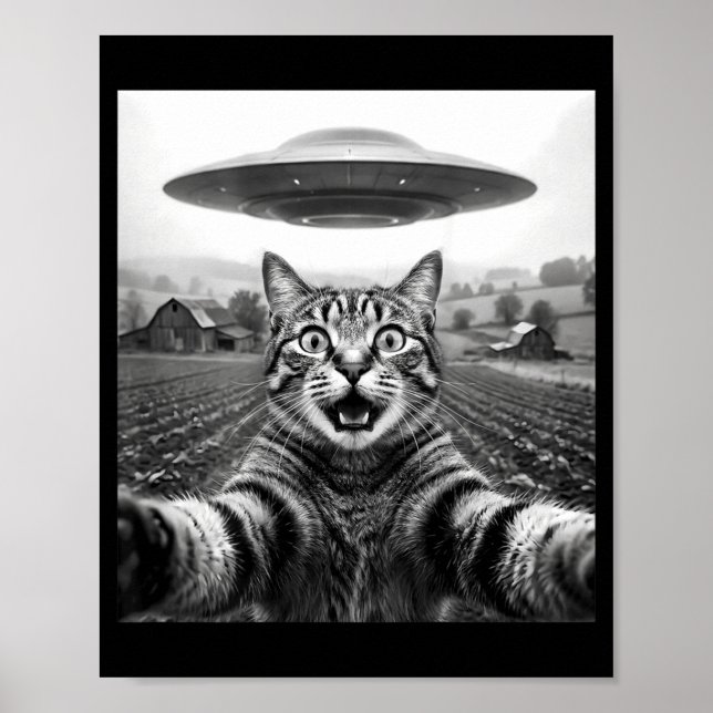 Affiche Sur Chat De Dos Selfie Alien Ufo (Devant)