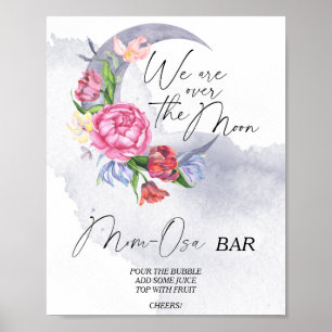 Affiche Sur la lune baby shower floral Momosa bar