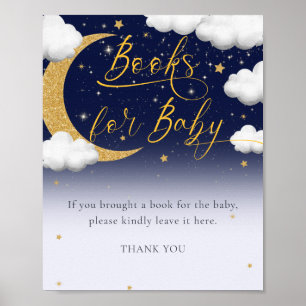 Affiche Sur la Lune Baby shower Livres pour bébé signe