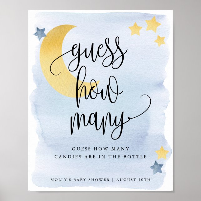 Affiche Sur la Lune, jeu de devinette Blue Guess How Many (Devant)