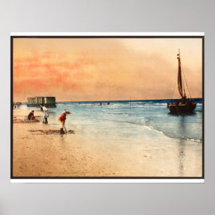 Affiche Sur La Plage - Art Vintage