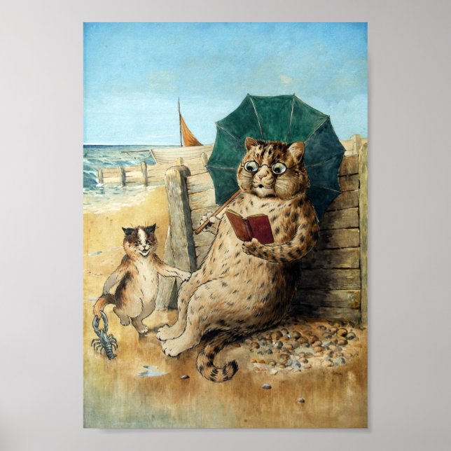Affiche Sur La Plage, Louis Wain (Devant)