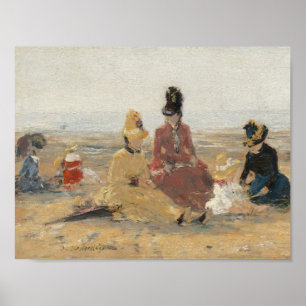 Affiche Sur la plage Trouville 1887 par Eugene Boudin