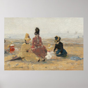 Affiche Sur la plage Trouville 1887 par Eugene Boudin 
