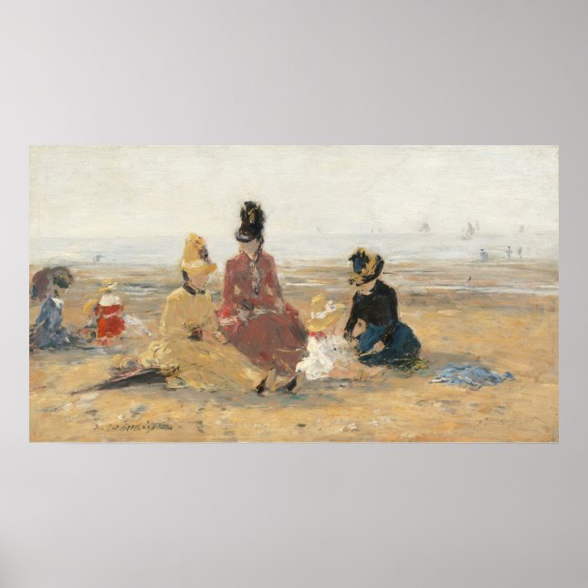 Affiche Sur la plage, Trouville - Eugène Boudin Art (Devant)