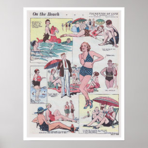 Affiche Sur la plage - Vintage - 1935