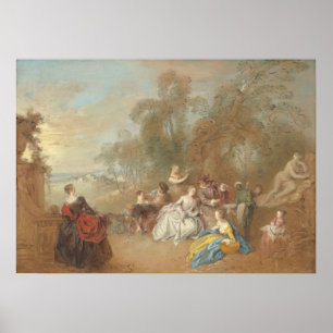 Affiche Sur la terrasse - Jean-Baptiste Pater Art