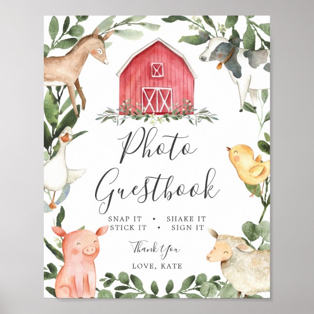 Affiche Sur le Baby shower Agricole Photo Guestbook Sign (Devant)