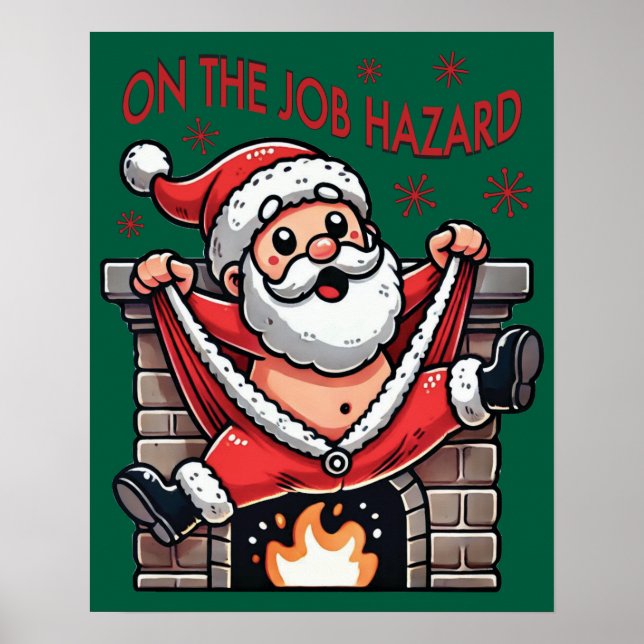 Affiche Sur le danger du travail Père Noël en feu (Devant)