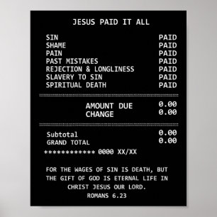 Affiche Sur le dos Jésus a tout payé Christianisme Chrétie