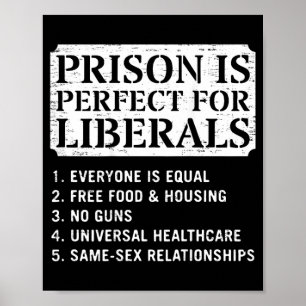 Affiche Sur le dos Prison est parfait pour les libéraux An