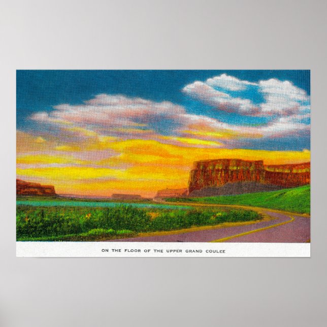 Affiche Sur le sol du barrage Upper Grand Coulee (Devant)
