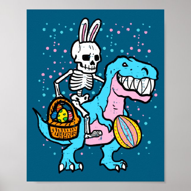 Affiche Sur l'oeuf de dinosaure squelette de Pâques (Devant)