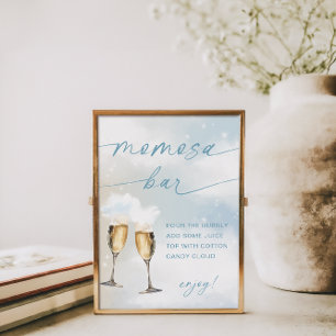 Affiche Sur un nuage 9 Baby Shower Bleu Panneau de bar Mom