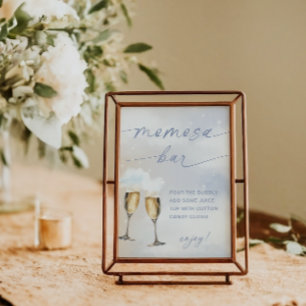 Affiche Sur un nuage 9 Baby Shower Momosa Panneau de bar A