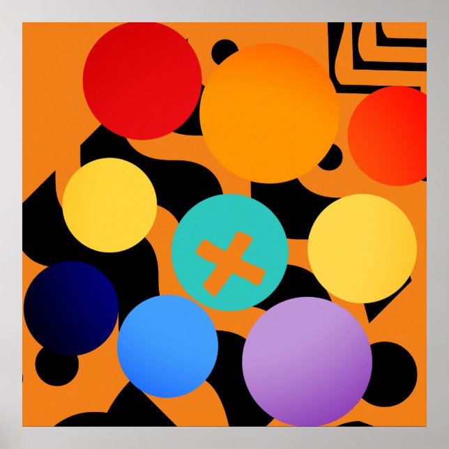 Affiche Surcharge des points colorés Abstraits (Devant)