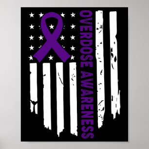Affiche Surdose de fin Pruple Ribbon Opioïde Surdose d'adj