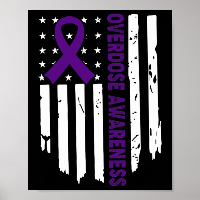 Affiche Surdose de fin Pruple Ribbon Opioïde Surdose d'adj (Devant)