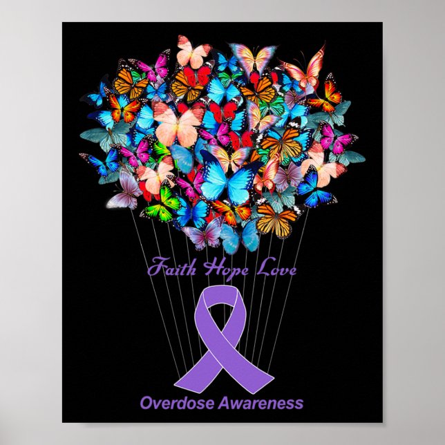 Affiche Surdose de tournesol violet de papillon (Devant)