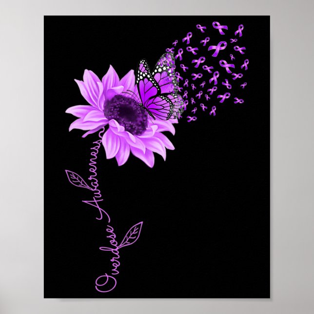 Affiche Surdose de tournesol violet de papillon (Devant)