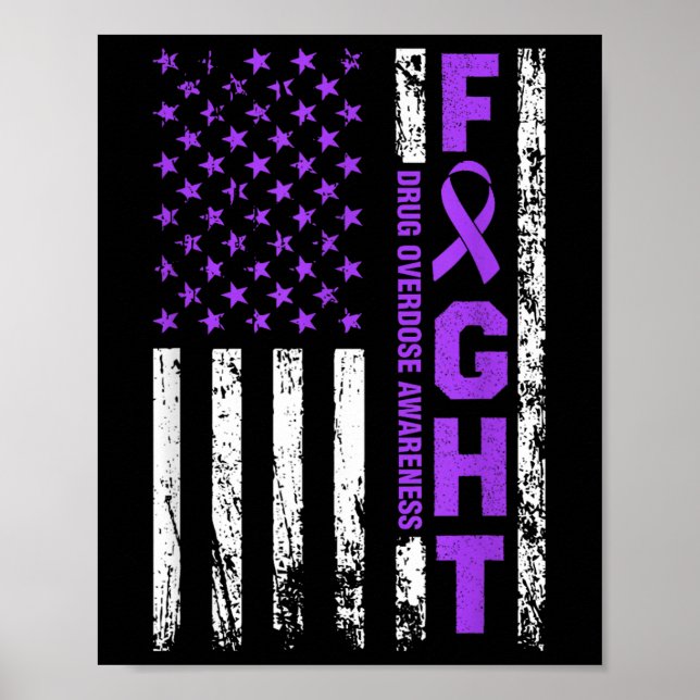 Affiche Surdose Sensibilisation au ruban violet Drapeau Us (Devant)
