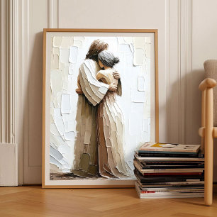 Affiche Sûre dans Ses bras _ Jésus embrassant une femme _