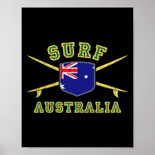 Affiche Surf Australie Planches de Surf Vintage Drapeau Au