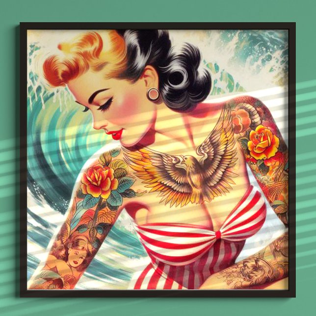 Affiche Surf Beach Pin-up (Créateur téléchargé)