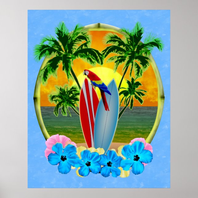 Affiche Surf Beach Sunset (Devant)