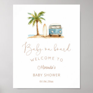 Affiche Surf bébé à bord Baby shower Bienvenue