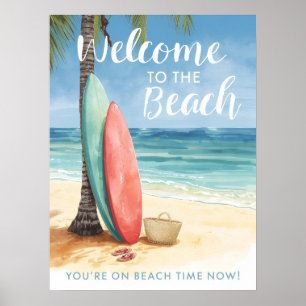 Affiche Surf Bienvenue sur la plage Planche de surf Côtièr