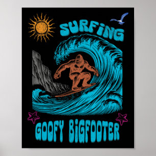Affiche Surf Bigfoot Surfeur Vague Pacifique Surf Californ
